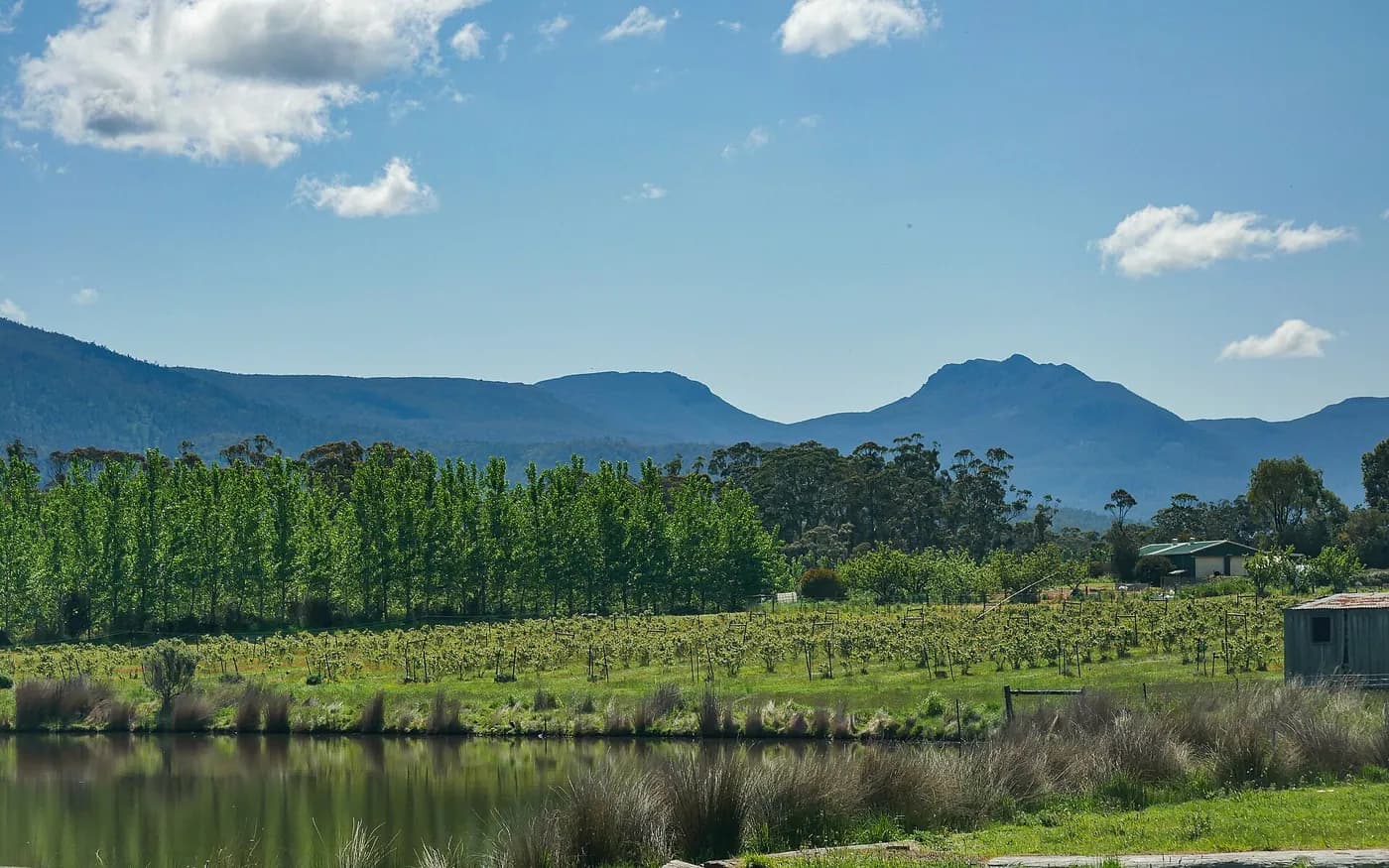 View of Huon Valley in Tasmania