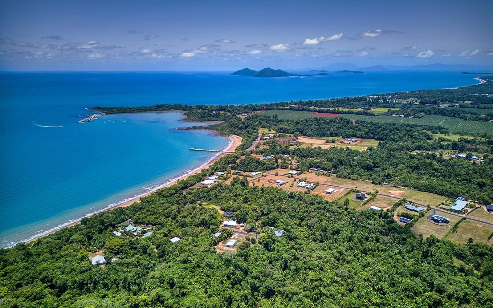 Mission Beach coastline and rainforest viewed from Bicton Hill