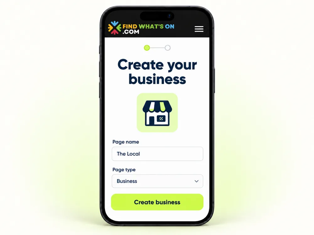 FWO phone illustration showing a business profile being created