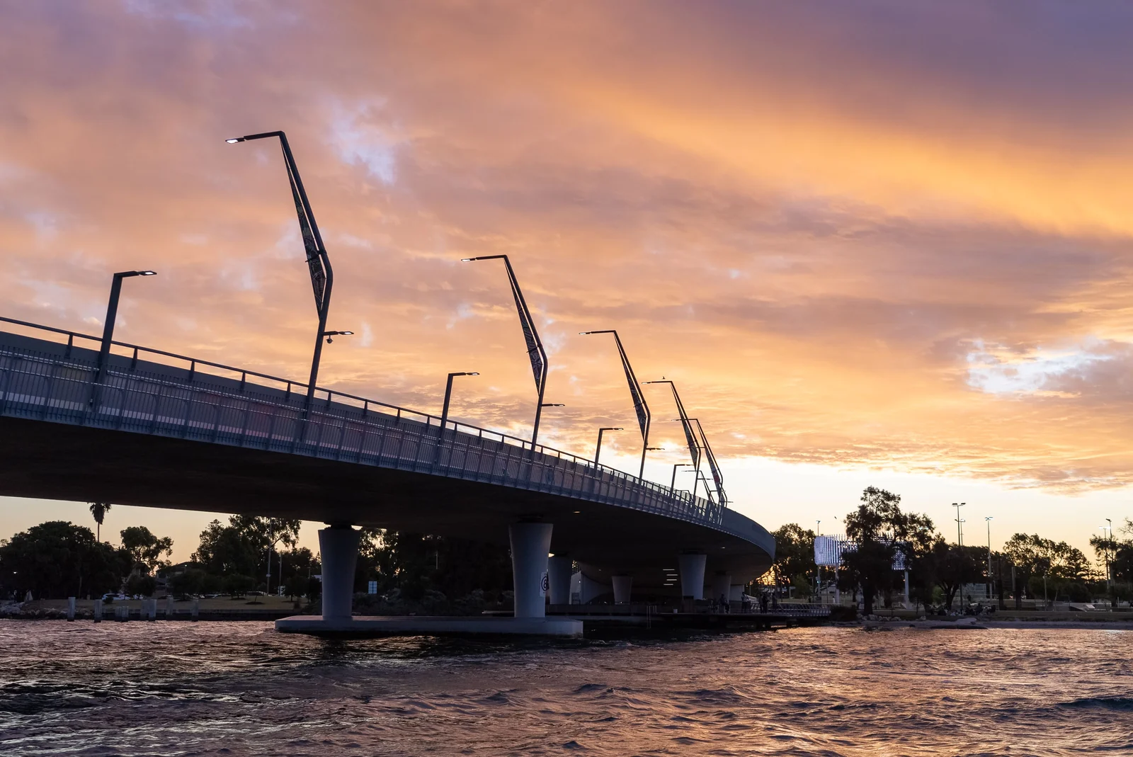 Mandurah traffic bridge at dusk