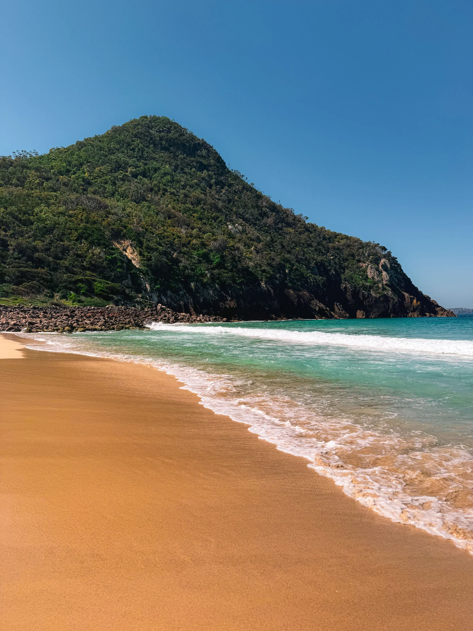 Beach and Mount Tomaree on the Port Stephens coast