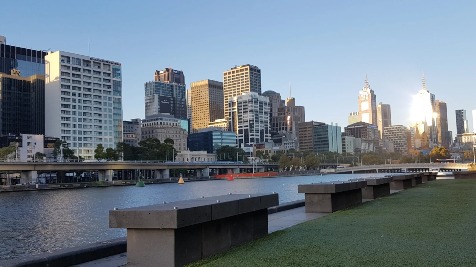 Melbourne skyline reflected in the Yarra River